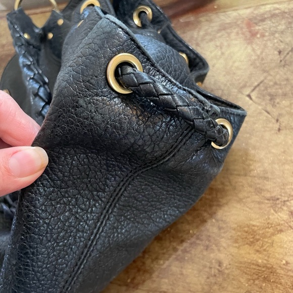 Michael Kors Black Leather Tote Shoulder Bag Woven - Picture 5 of 10